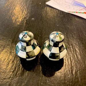 Mackenzie Childs courtly check salt and pepper shakers (well loved see pix)